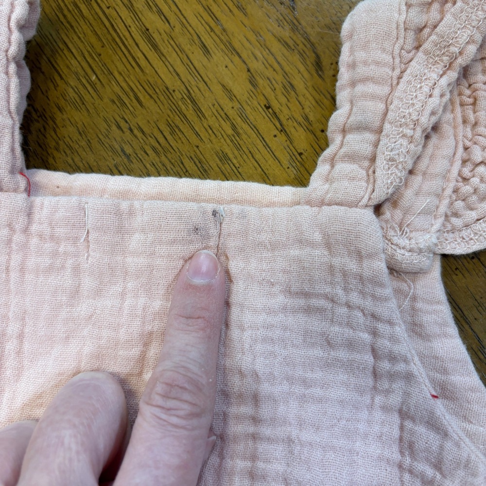 Rabbit + Bear Blush Pink Organic Cotton Gauze Ruffle Bubble Romper 18M Cute Chic - Picture 6 of 13